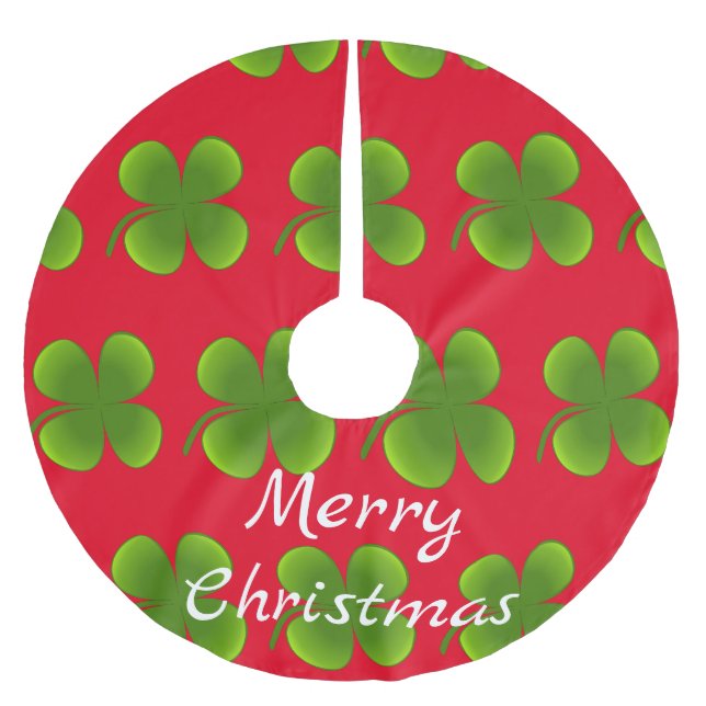 Grüne Kleeblätter Thunder_Cove Polyester Weihnachtsbaumdecke (Vorderseite)