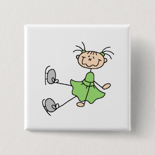 Grüne Kleid Figur Eisläufer T-Shirts und Geschenke Button