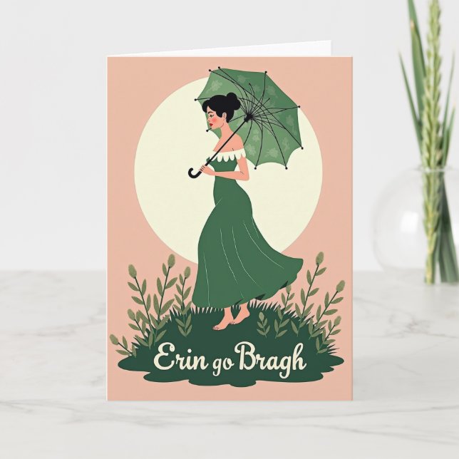 Grüne Kleid Frau Profil Art Karte (Vorderseite)