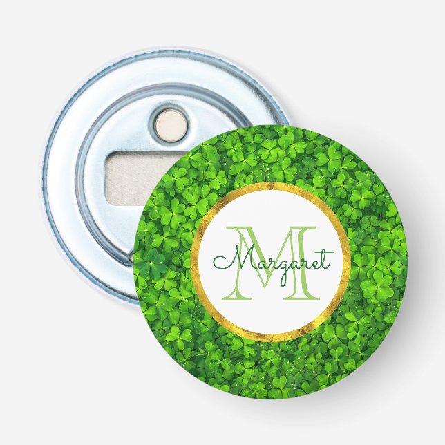 Grüne Kleider mit IMITATEN Gold Foil & Monogram Flaschenöffner (Vorderseite)