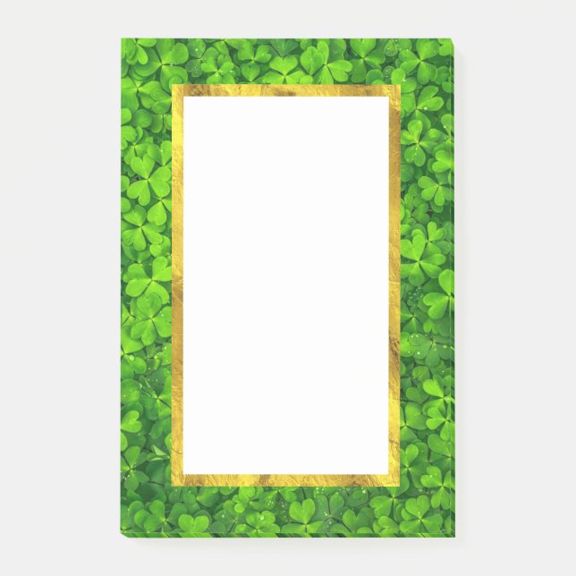 Grüne Kleidung mit IMITATEN Gold Foil Rahmen Post-it Klebezettel (Vorderseite)