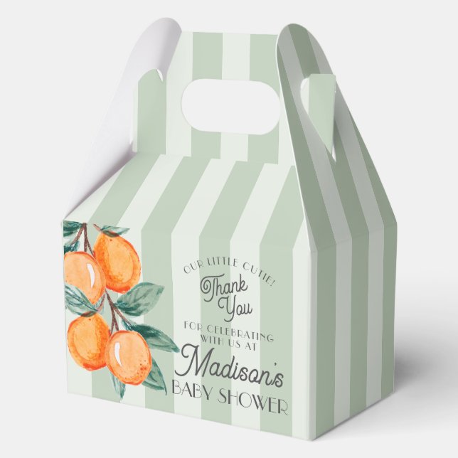 Grüne kleine Süsse auf dem Weg Citrus Baby Dusche Geschenkschachtel (Vorderseite)