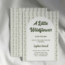 Grüne kleine Wildblumen-Baby-Shower-Einladung