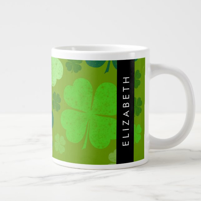 Grüne Knöchel, glückliche Knöpfe, Ihr Name Jumbo-Tasse (Rechts)