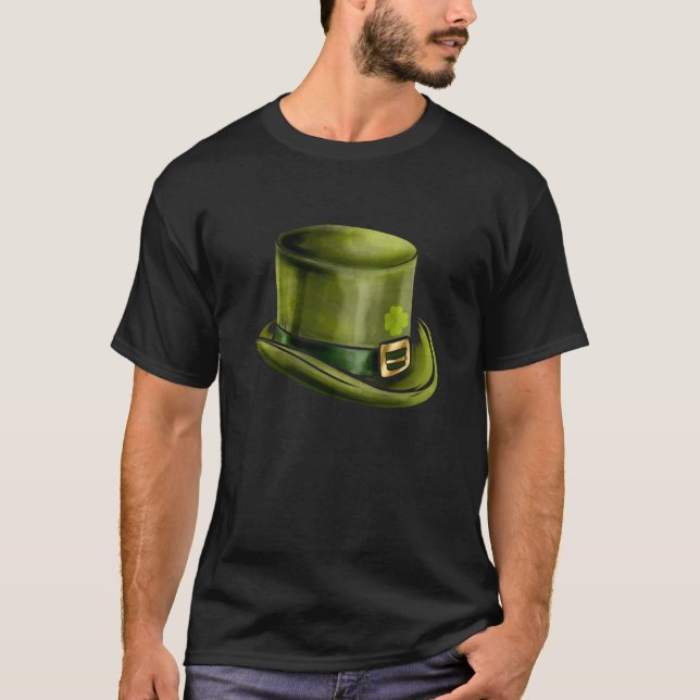 Grüne Kobolder Hutzylinder Kleeblatt auf St Patr T-Shirt (Vorderseite)