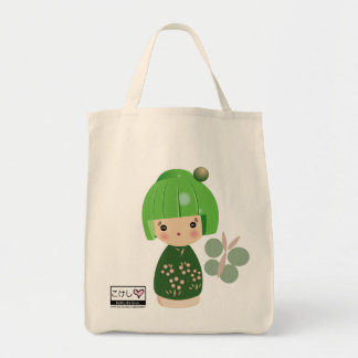 Grüne Kokeshi Tragetasche