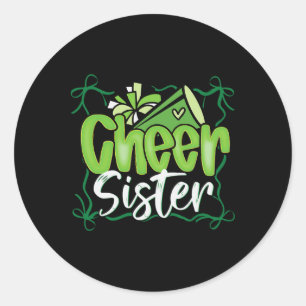 Grüne Kokette Pom-Poms-Schleife Cheer Schwester Ch Runder Aufkleber