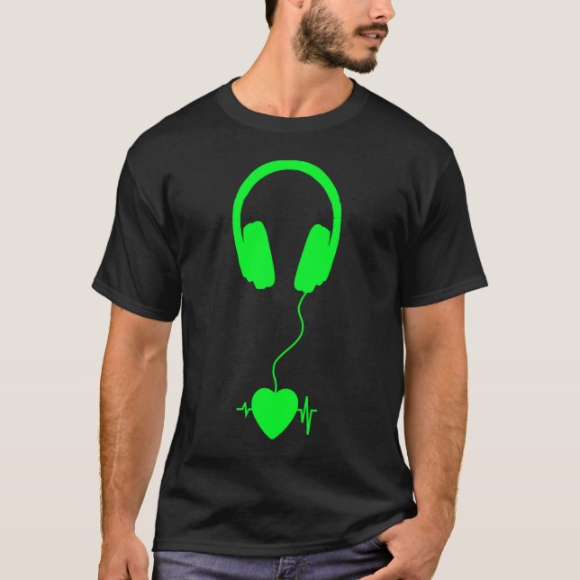 grüne Kopfhörer T-Shirt (Vorderseite)