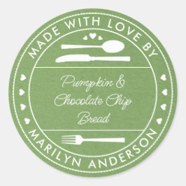 Grüne Kraft aus Liebe Lebensmittelgeschenk Runder Aufkleber