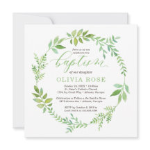 Grüne Kranke Taufe Einladung, BOHO