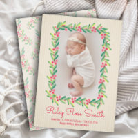 Grüne Kraut Weihnachtsgeburt Foto Ankündigung