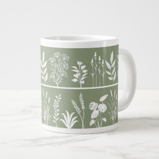 Grüne Kräutergarten Botanische Pflanzen Streifen Jumbo-Tasse