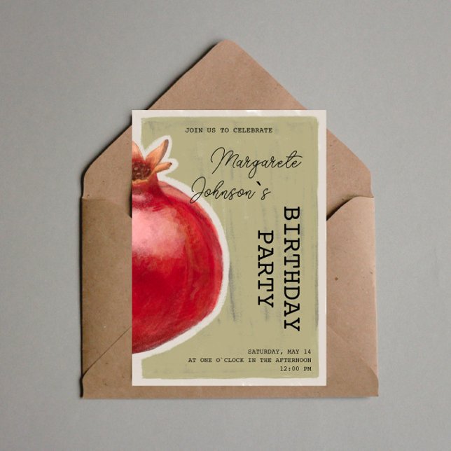 Grüne Kreide Pomegrane Einladung zum Geburtstag (Von Creator hochgeladen)