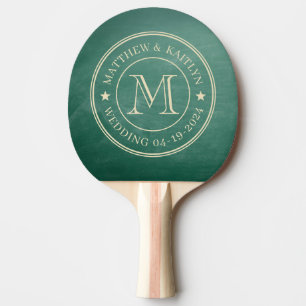 Grüne Kreidetafel Hochzeitsmonogramm Stern Tischtennis Schläger