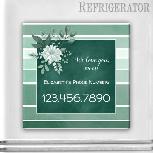 Grüne Kreidetafel mit gestreifter Blumenschrift Ma Magnet