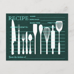 Grüne Kreidetafel Retro Rezeptkarte Küchenutensili Postkarte