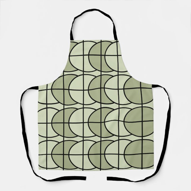 Grüne Kreise Streifen geometrisch Schürze (Vorderseite)