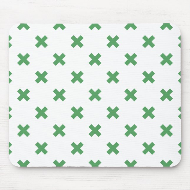 Grüne Kreuzstiche auf Weiß Mousepad (Vorne)