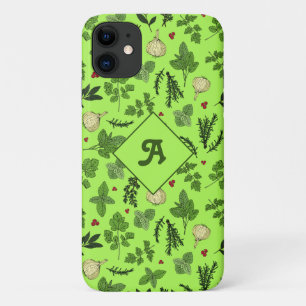 Grüne Küchen-Kochgarten-Kräuter-Design-Monogramm Case-Mate iPhone Hülle