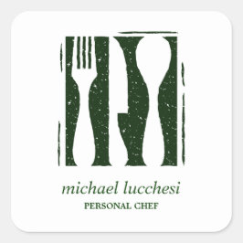 Grüne Küchenherde | Koch Catering Bäckerei Restaur Quadratischer Aufkleber