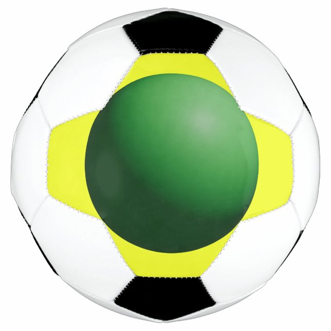 Grüne Kugel auf gelber Fußball (Vorderseite)