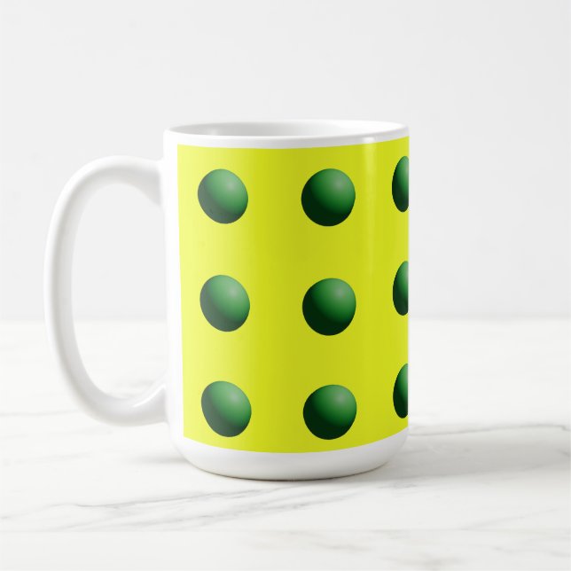 Grüne Kugeln auf Gelb Kaffeetasse (Links)
