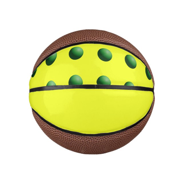 Grüne Kugeln auf Gelb  Mini Basketball (Vorderseite)