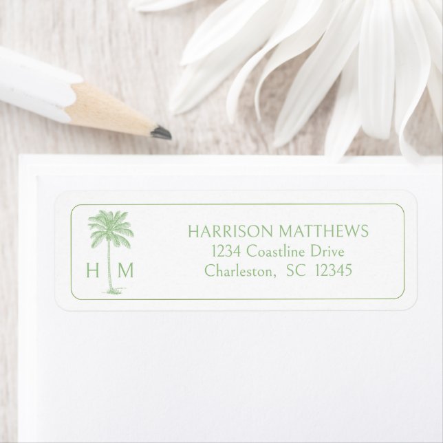 Grüne Küsten-Palmetto-Palme-Monogramm (Insitu)