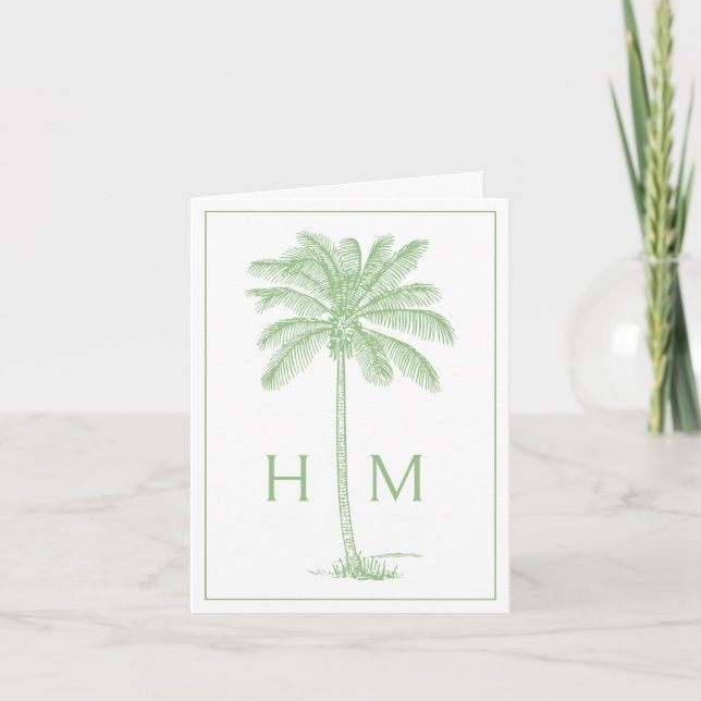 Grüne Küsten-Palmetto-Palme-Monogramm (Vorderseite)