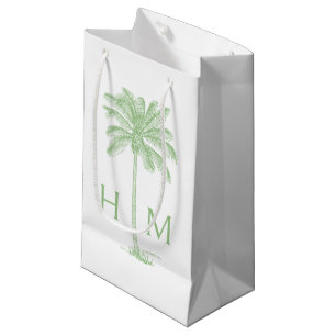 Grüne Küsten-Palmetto-Palme-Monogramm Kleine Geschenktüte