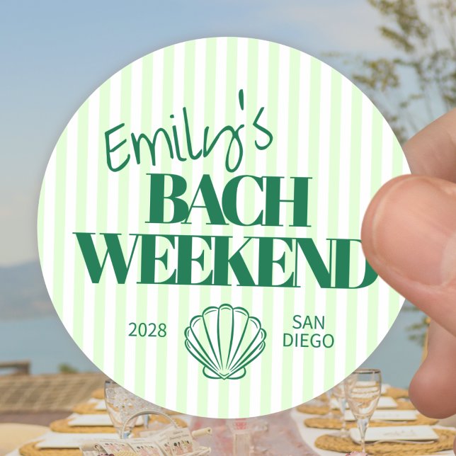 Grüne Küstenstreifen Bach Weekend Shell Runder Aufkleber (Von Creator hochgeladen)