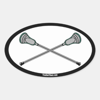 Grüne Lacrosse Sticks Ovaler Aufkleber