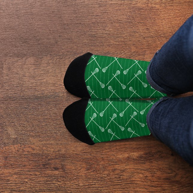 Grüne Lacrosse Weiße Sticks Gemusterte Socken (Von Creator hochgeladen)