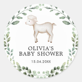 Grüne Lamb Baby Duwer Spring Feep Runder Aufkleber