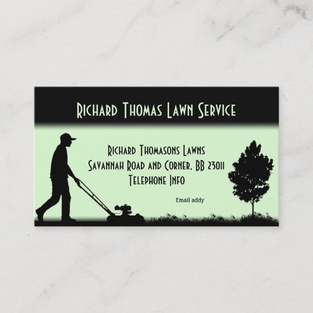 Grüne Landschaft des Rasendienstes Visitenkarte (Vorderseite)