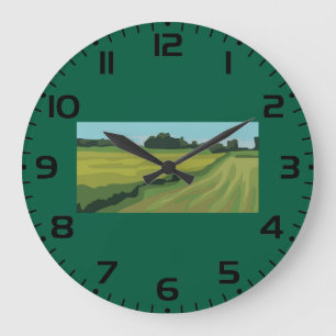 Grüne Landschaft Große Wanduhr