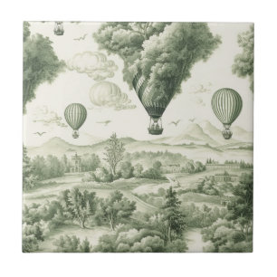Grüne Landschaft Heißluftballon Toile (3) Fliese