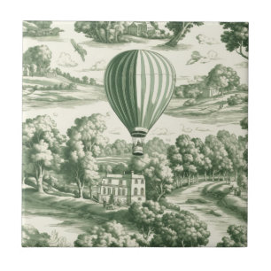 Grüne Landschaft Heißluftballon Toile (5) Fliese