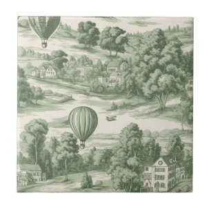 Grüne Landschaft Heißluftballon Toile (6) Fliese