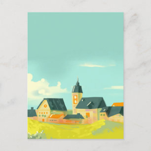 Grüne Landschaft Natur und Häuser Postkarte