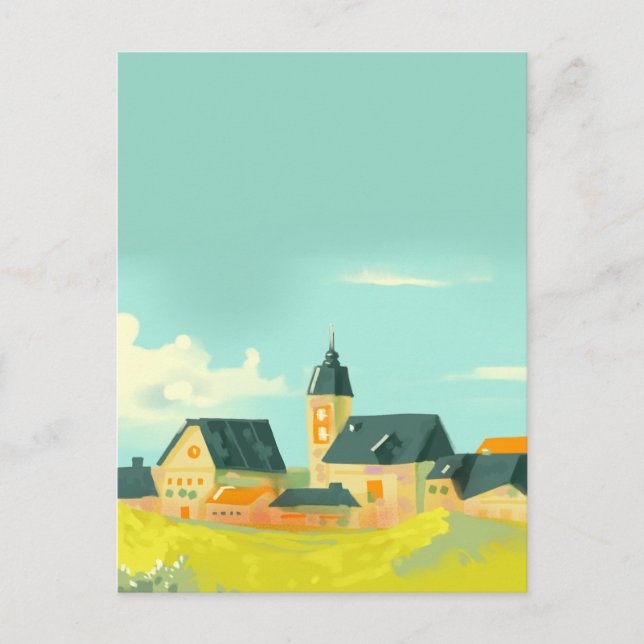 Grüne Landschaft Natur und Häuser Postkarte (Vorderseite)