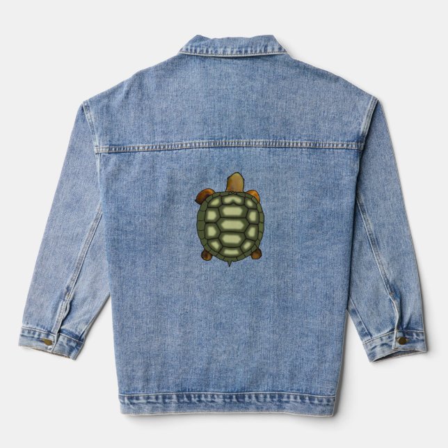 Grüne Landschildkröte Jeansjacke (Rückseite)