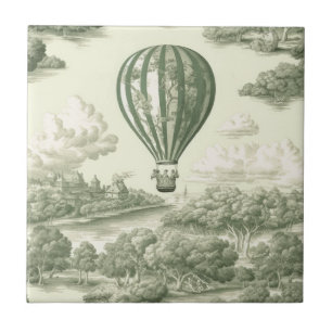 Grüne Landtoilette für Heißluftballon Fliese