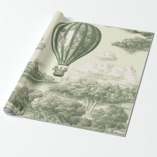 Grüne Landtoilette Heißluftballon (1) Geschenkpapier