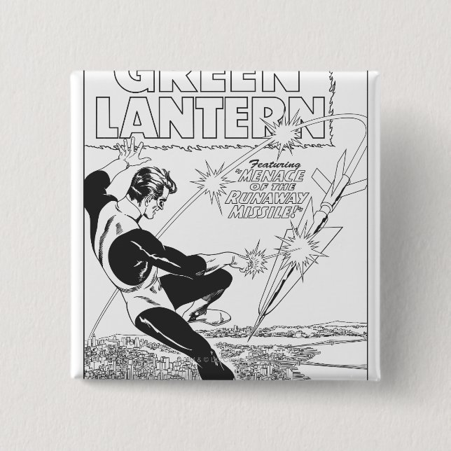 Grüne Laterne - Durchgehen-Rakete, Schwarzweiss Button (Vorderseite)