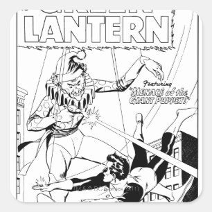 Grüne Laterne gegen Clown, Schwarz und Weiß Quadratischer Aufkleber