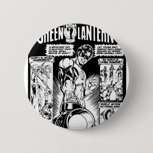 Grüne Laterne - Grün schattiertes Comic, Schwarz Button