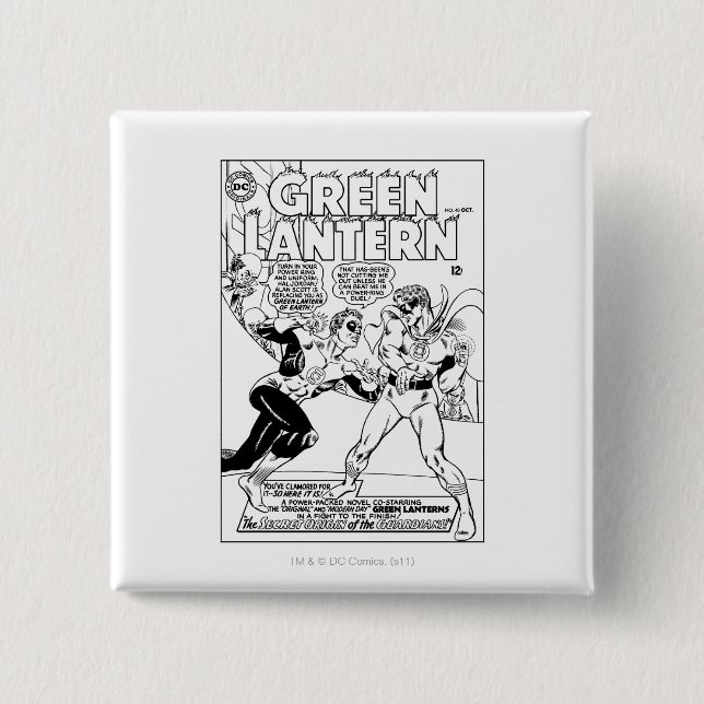 Grüne Laterne im Ring, Schwarzweiss Button (Vorderseite)