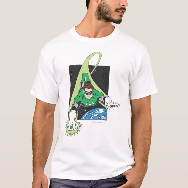 Grüne Laterne im Weltraum T-Shirt (Vorderseite)