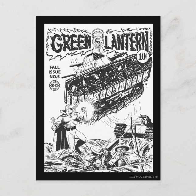 Grüne Laterne in den Gräben, Schwarz und Weiß Postkarte (Vorderseite)